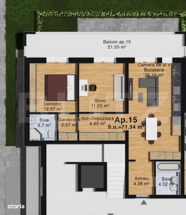 Apartament complex Green Residence Vest, 71 mp, loc de parcare inclus,
