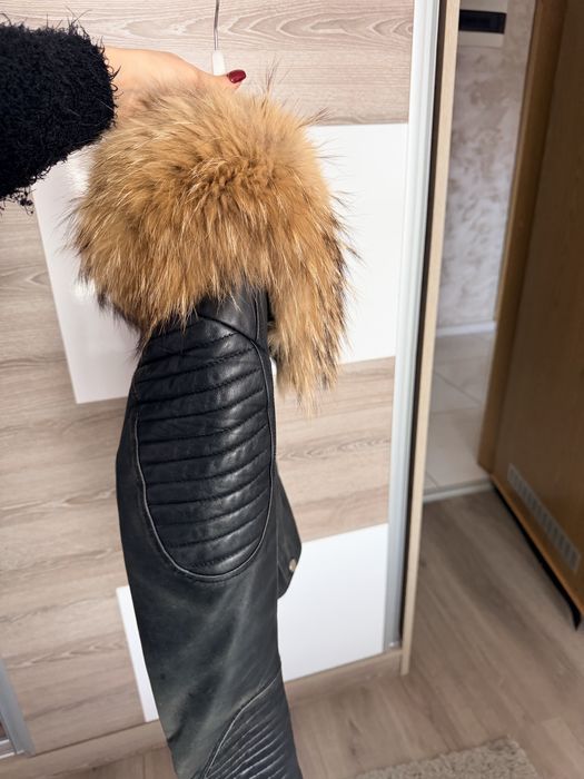 Естествено кожено яке с естествен пух XL размер