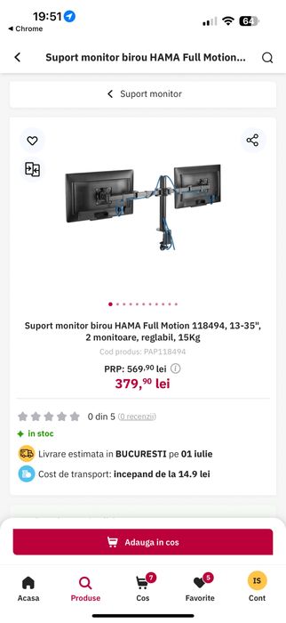 Brate dublu Hama de monitor cu Vesa