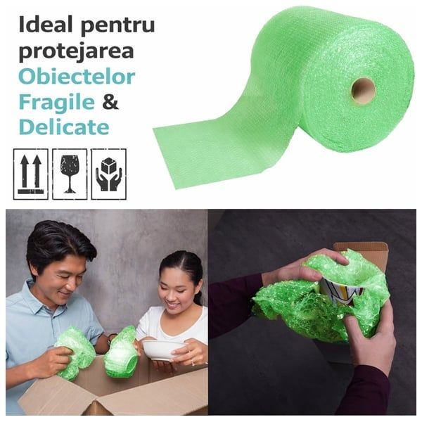 Folie cu bule de aer mici 10 mp, DEPOX®, verde