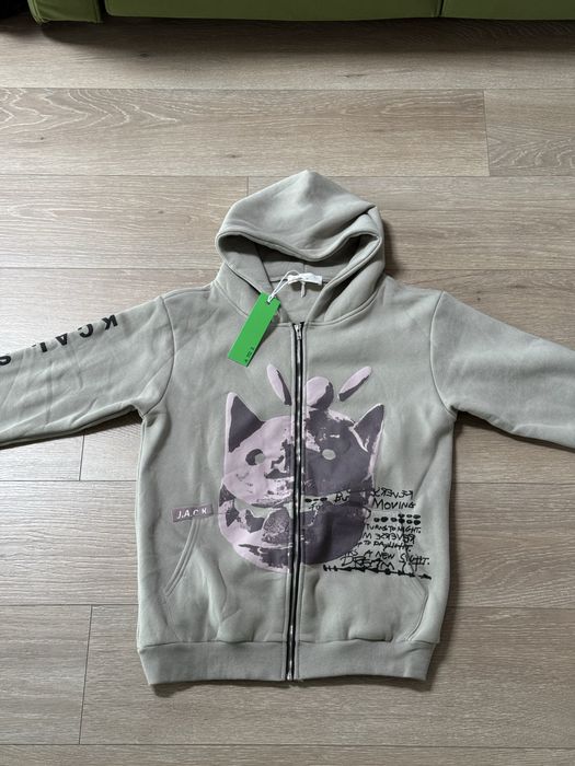 Cactus Jack / Hanorac Zip-Up Streetwear Y2K Verde Pal  - Nou cu Etichetă