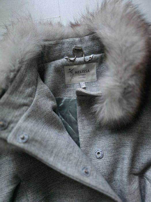 Палто от кашмир и естествен косъм от лисица