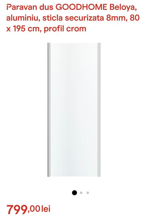 Set ușă glisantă + panou fix de duș  BELOYA – 100 × 80 cm