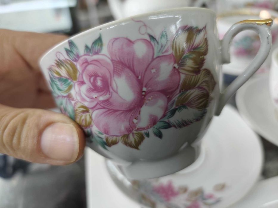Руски порцелан чаши за кафе,чайник и захарница