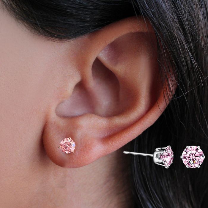 Cercei rotunzi roz pentru gaura