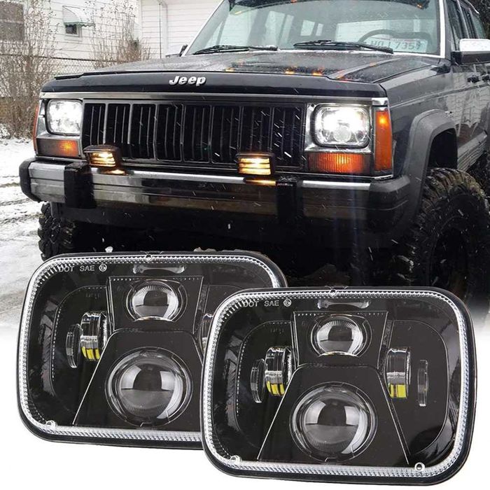 LED фарове 200W 4 светлини Фарове за Jeep Cheroke XJ Jeep Wrangler YJ