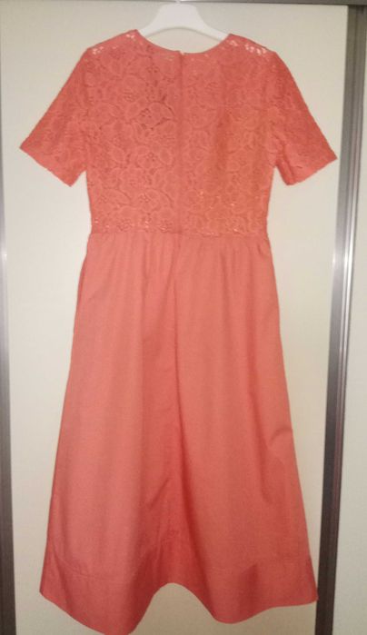 Rochie ASOS PETITE, dantela, ocazii/birou, mar.38, roz pal, NOUA.