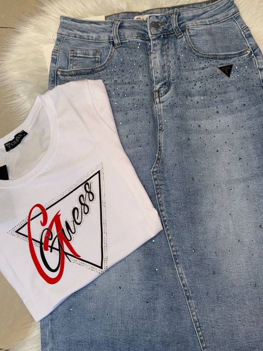 Tricou + fustă de blugi