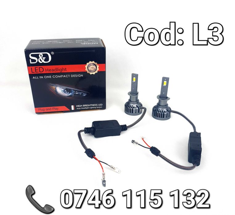 Faza Lunga-BEC LED H1-30000Lm-6500K-110W-CANBUS-Profesionale-Aliaje-L3