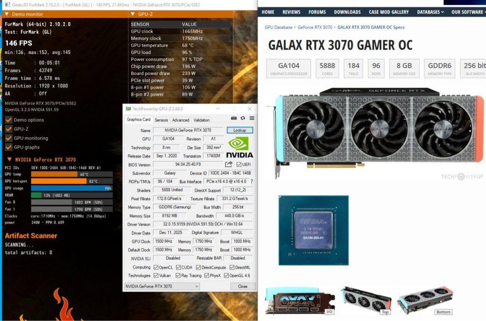 RTX3070 8GB Видеокарта