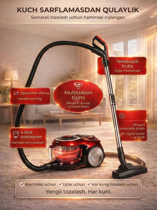 Changyutgich LG PowerPro, 3600W, xaltasiz, 4 litr, HEPA filtr