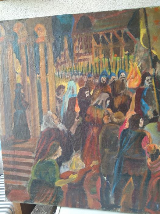 Продавам антикварна картина Средновековни крепостни мотиви 1