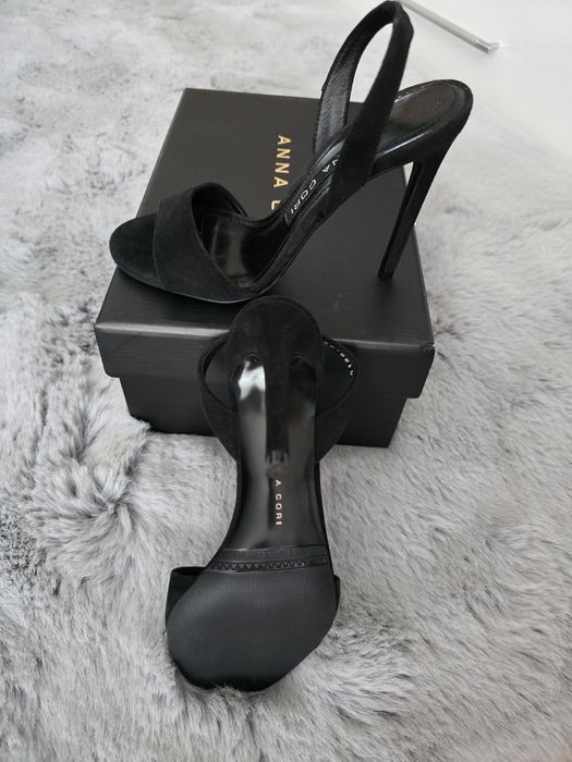 Sandale din piele, Anna Cori, negru, marime: 35