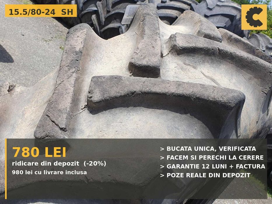 Anvelope 15.5/80-24 400/80R24 Alliance Cauciucuri Buldoexcavator Incarcator SH 12PR Garantie Factura JCB