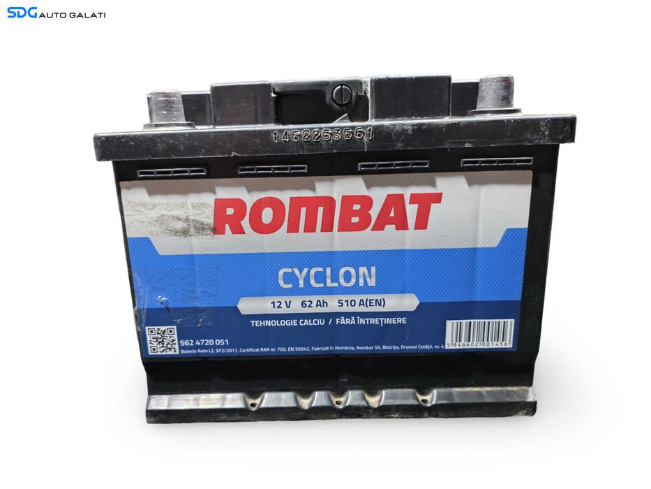 Baterie Acumulator Auto 62AH 510A Rombat Cyclon 5624720051 Volkswagen Audi Seat Skoda Ford Opel Toyota BMW Mercedes Renault Peugeot Dacia [D1040]