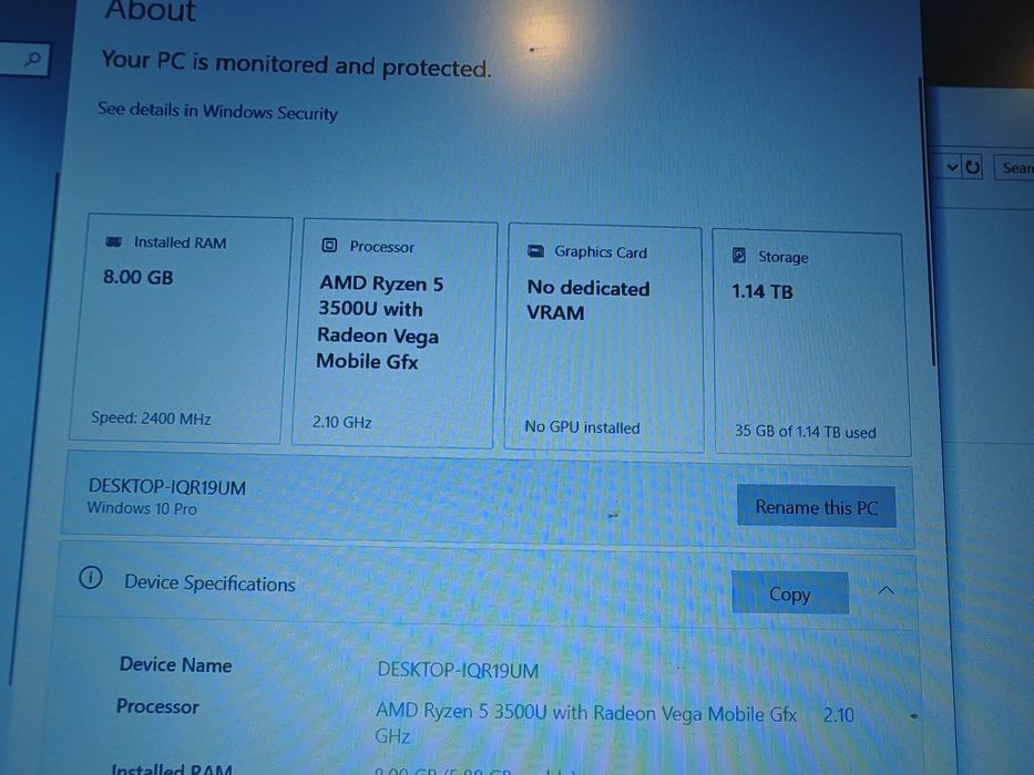 Laptop lenovo V15 Ada 2020 ryzen 5 3500U impecabil
