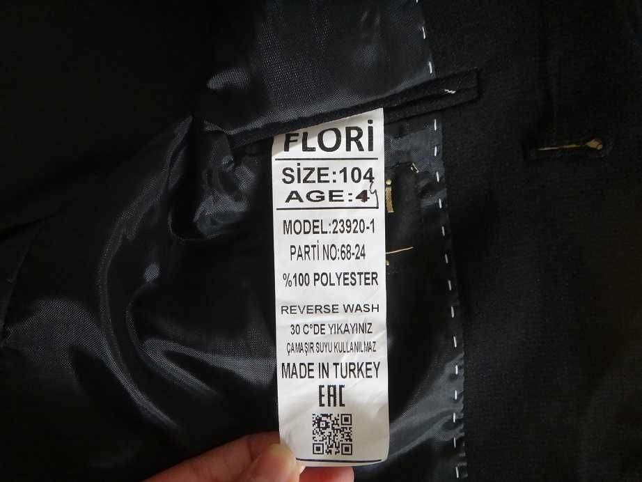 Нов Детски официален черен костюм от 3 части, размер 104-110см,за 4-5г