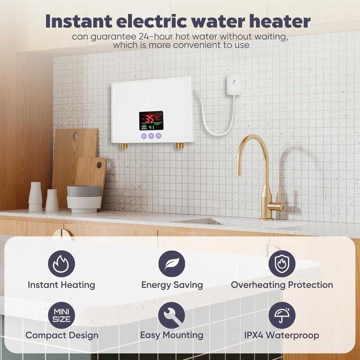 Mini Boiler Instant Electric Jargrovs 3kW Bucatarie/Camping LED