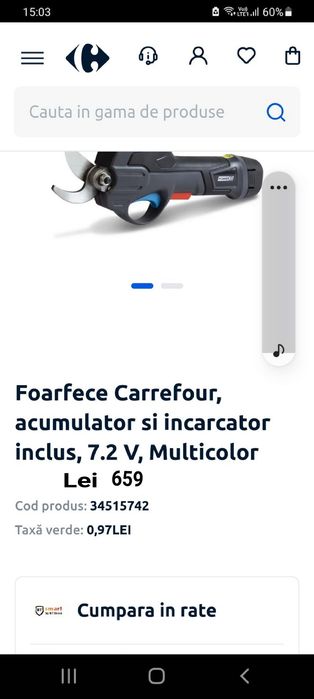 Foarfecă  cu acumulator și încărcător 7,2 V