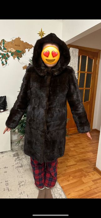 Норковая шуба с капюшоном