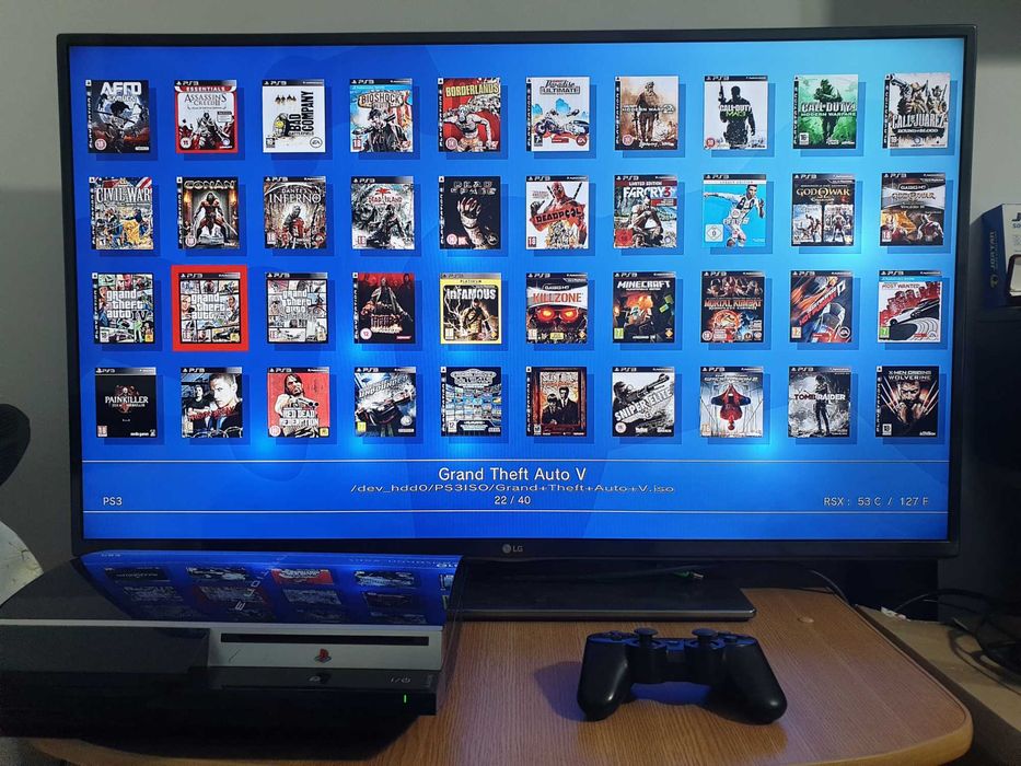 PS3 modat CFW 320 GB + 40 jocuri (GTA V, Red Dead, God of War, NFS)