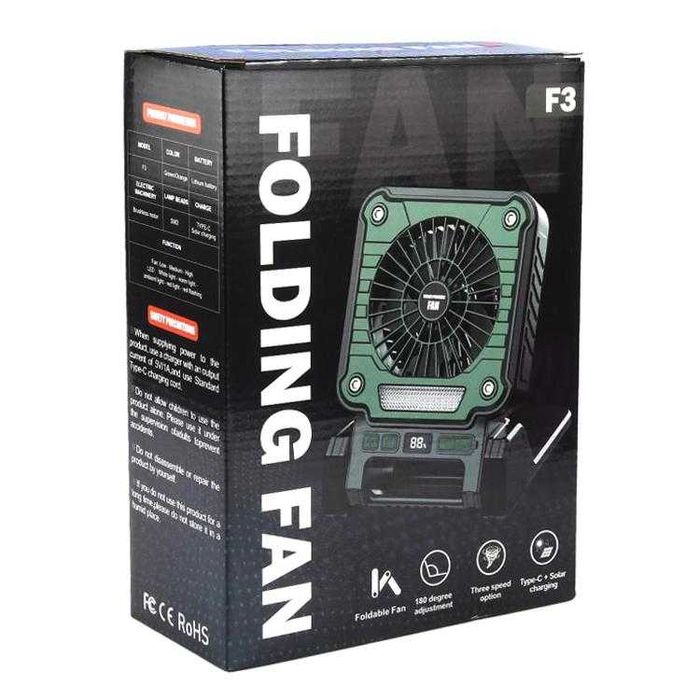 Портативный вентилятор на солнечной батарее с POWER BANK