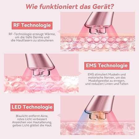 CARER SPARK Масажор за лице против бръчки, RF с 3 LED светлини, EMS
