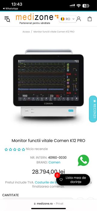 Monitor medical Comen K12 Pro nou