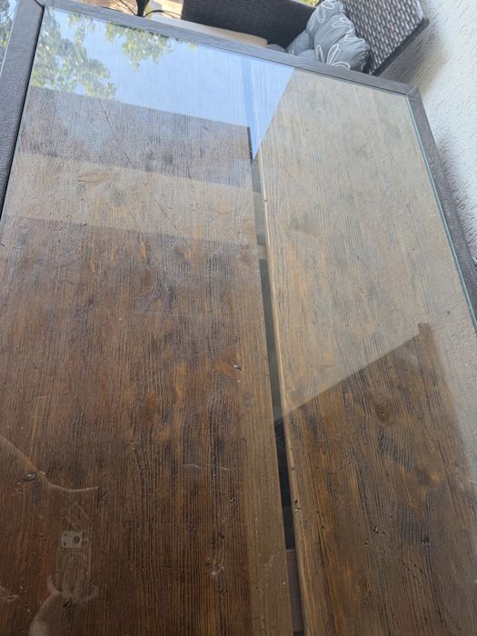 Set terasa- masa lemn sticla securizata-6 scaune ratan-2 masute