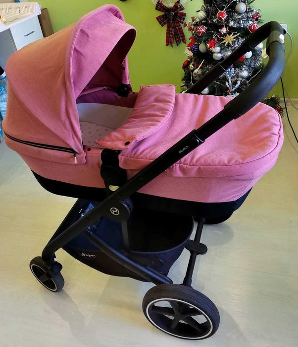 Розова количка Cybex Balios S, кошче Qloud Q, адаптери и зимен чувал