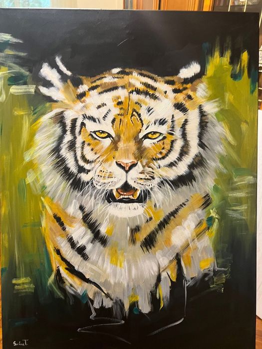 Tablou tigru realizat in acrilic