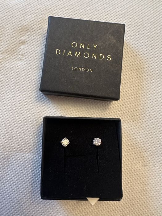 Cercei aur alb 18k si diamante