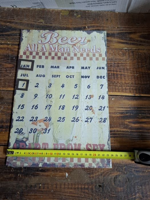 Метална табела календар BEER