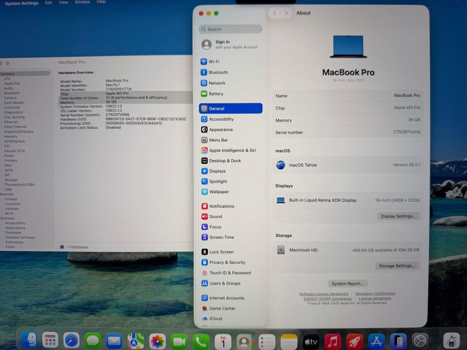 MacBook Pro 16" M3 PRO 12-CPU, 18-GPU, 36GB RAM, 512GB SSD