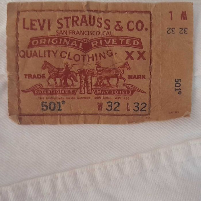 Белые Джинсы Levis 501 / W32 L32 / Made in Dominican Republic