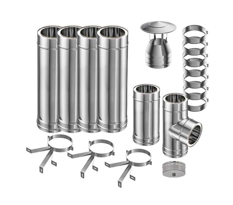 Coș de fum profesional inox dublu perete complet