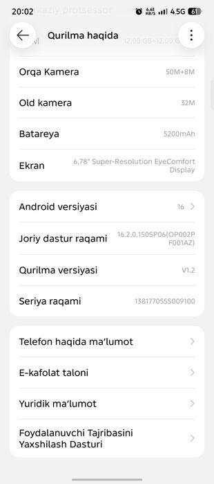 Infinix note 50 pro 4.5g sotiladi