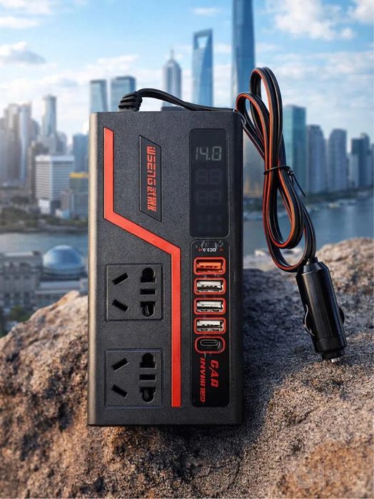 Компактный Автомобильный Инвертор 12V—>220v usb портами