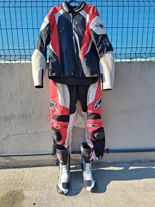 Кожен екип за мотор, ботуши + ръкавици