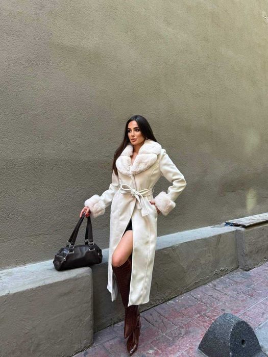 Дълго палто с пух