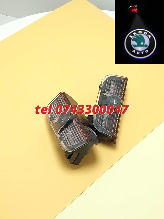 Set 2 Proiectoare Logo Led Pentru Portiere Skoda Superb 2009  2020