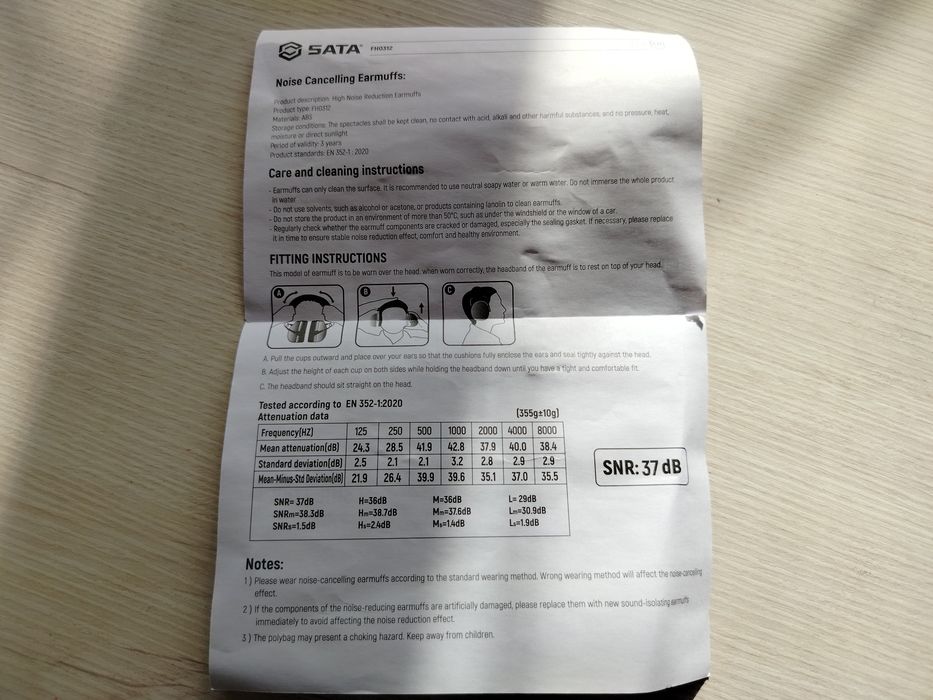 Строительные наушники Sata, 37дБ