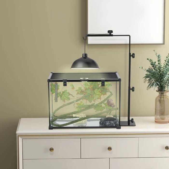 PawHut Стойка за термолампа за терариуми, регулируема височина