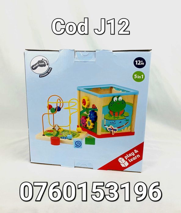 Centru-Cub de activitati Cu animale-Educativ-Interactiv-Din Lemn-J12