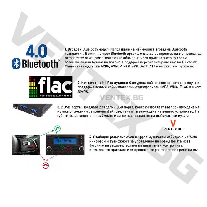 WEFA Дигитален Чейнджър за Citroen от 2001 до 2005 + Bluetooth USB AUX