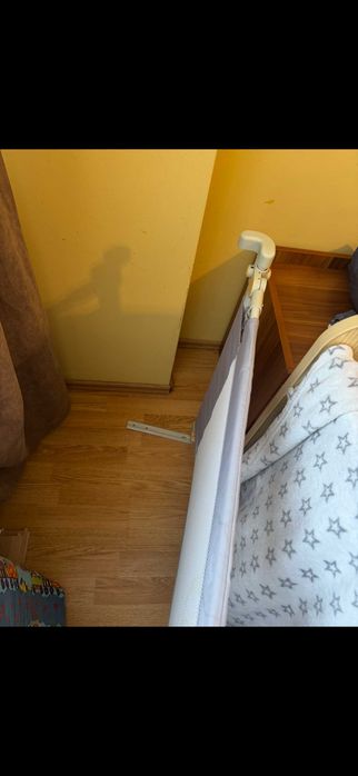 Bariera protectie pat HappyKID culisanta XXL 200 cm Baby Bear, inaltime reglabila 68-98 cm. 200 cm