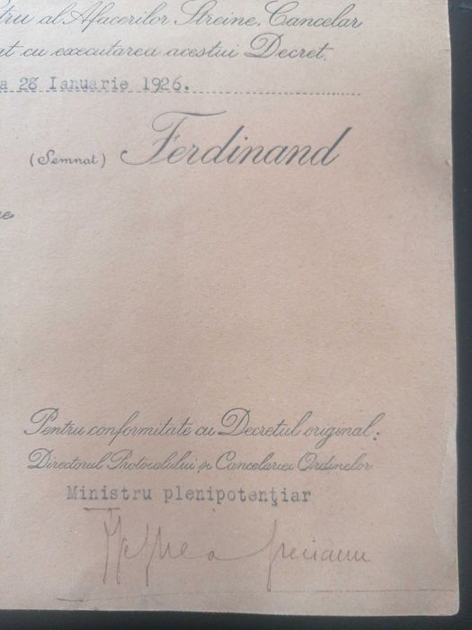 Brevet Ferdinand l  Rege al Romaniei