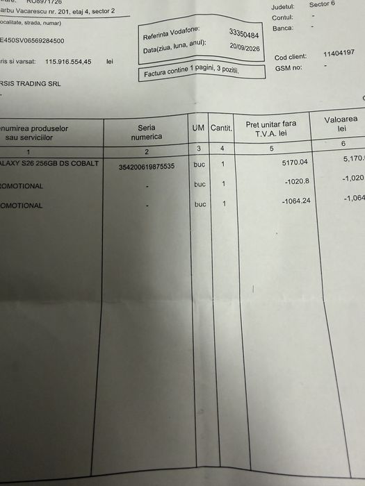 Oferta !! Samsung s26 256 gb SIGILAT ! Factura si garantie 24 luni ! Liber in orice retea !