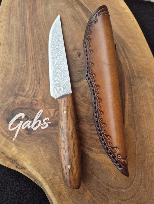 Ловен нож дамаска стомана LN439,фултанг с кожена кания