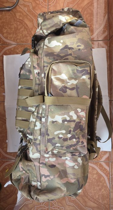 Rucsac Militar Tactic /80 l Verde Camuflaj, Negru,Multifuncțional, Drumeti,Nou